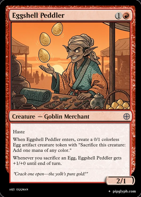 Eggshell Peddler — custom MTG-style creature, uncommon rarity