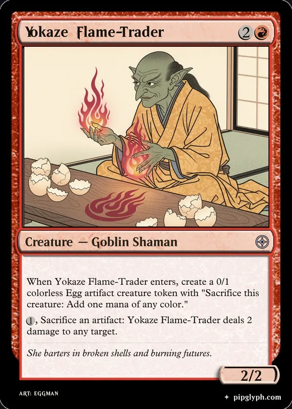 Yokaze Flame-Trader — custom MTG-style creature, uncommon rarity