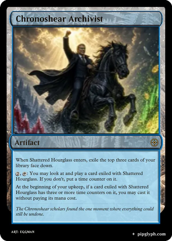 Chronoshear Archivist — custom MTG-style artifact, rare rarity