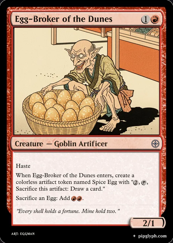 Egg-Broker of the Dunes — custom MTG-style creature, uncommon rarity