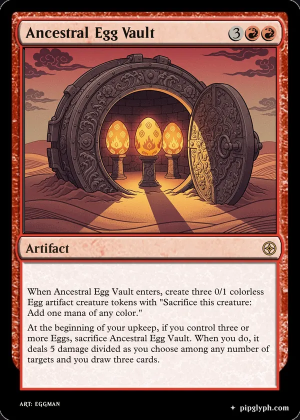 Ancestral Egg Vault — custom MTG-style artifact, rare rarity