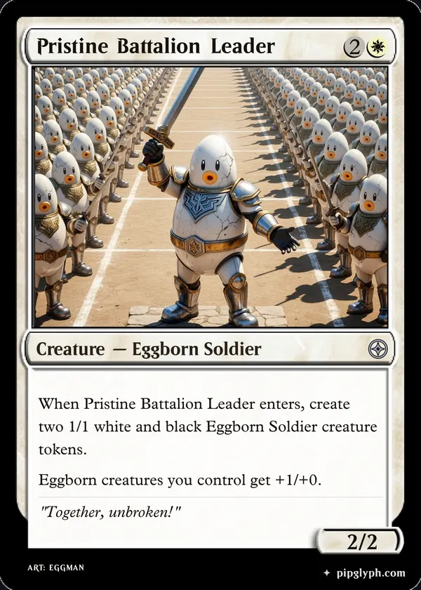 Pristine Battalion Leader — custom MTG-style creature, uncommon rarity