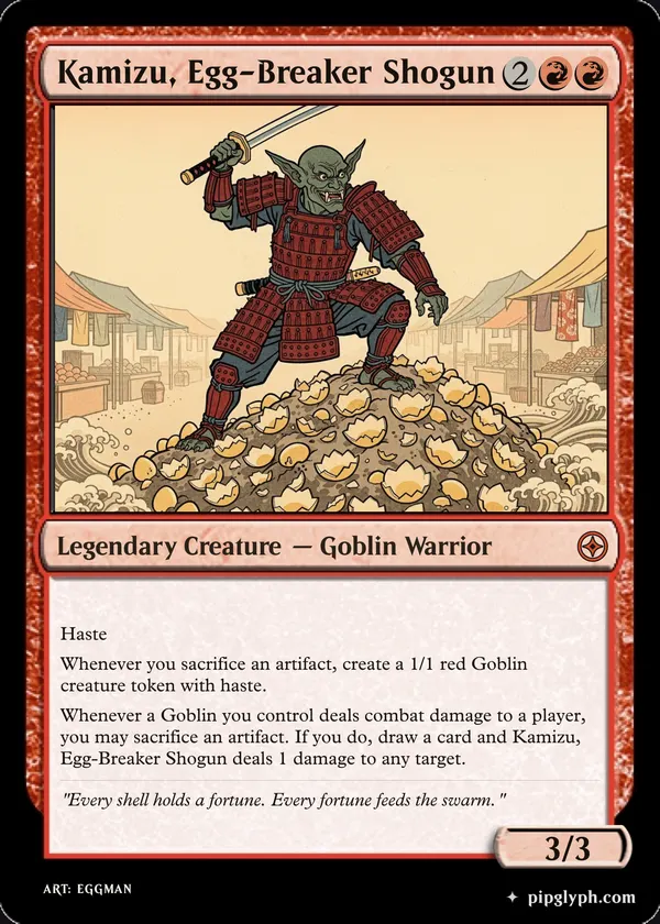 Kamizu, Egg-Breaker Shogun — custom MTG-style creature, mythic rarity