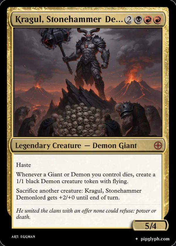 Kragul, Stonehammer Demonlord — custom MTG-style creature, mythic rarity