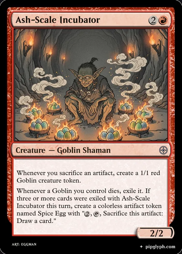 Ash-Scale Incubator — custom MTG-style creature, uncommon rarity