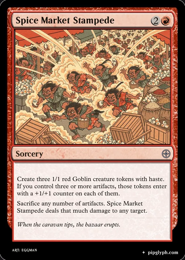 Spice Market Stampede — custom MTG-style sorcery, uncommon rarity