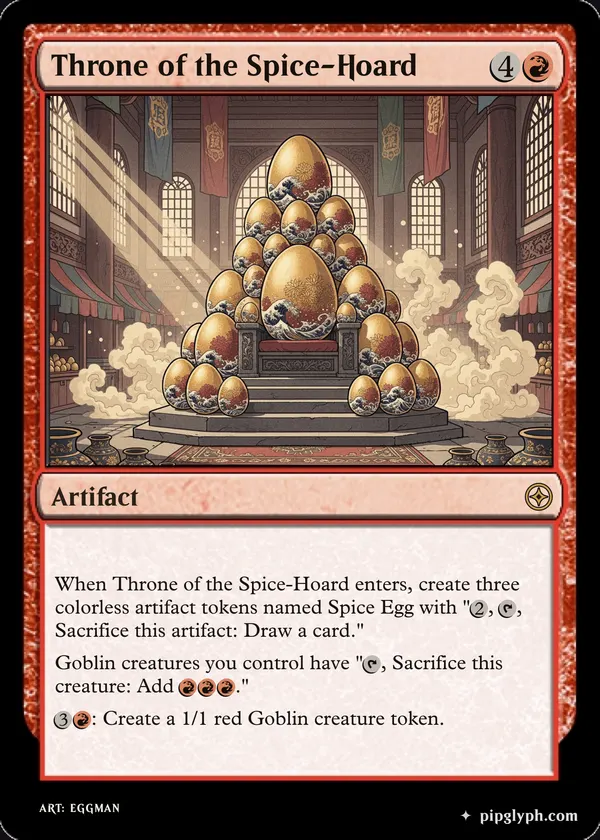 Throne of the Spice-Hoard — custom MTG-style artifact, rare rarity