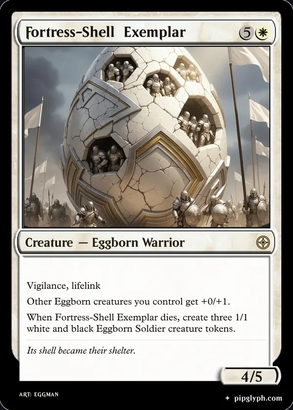 Fortress-Shell Exemplar — custom MTG-style creature, rare rarity