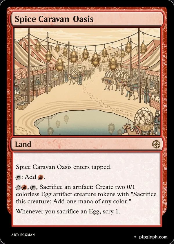 Spice Caravan Oasis — custom MTG-style land, rare rarity