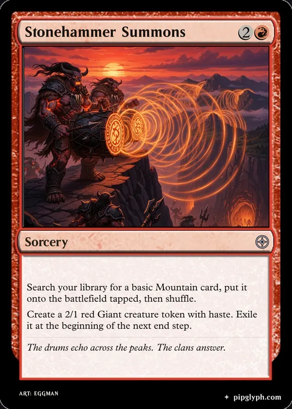 Stonehammer Summons — custom MTG-style sorcery, uncommon rarity