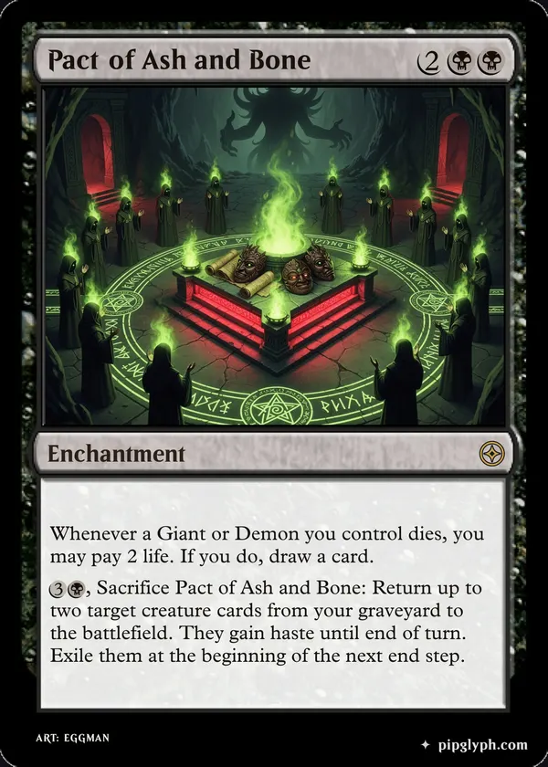 Pact of Ash and Bone — custom MTG-style enchantment, rare rarity