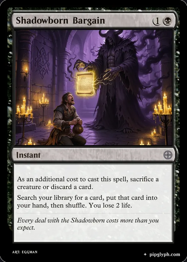Shadowborn Bargain — custom MTG-style instant, uncommon rarity
