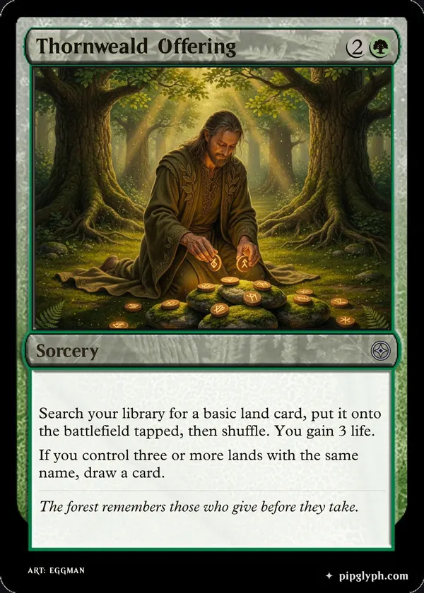 Thornweald Offering — custom MTG-style sorcery, uncommon rarity