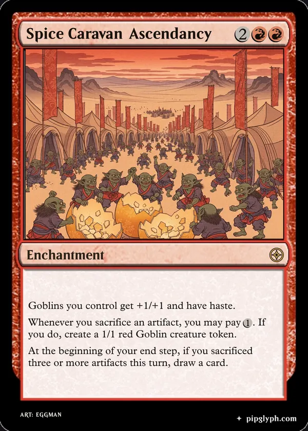 Spice Caravan Ascendancy — custom MTG-style enchantment, rare rarity