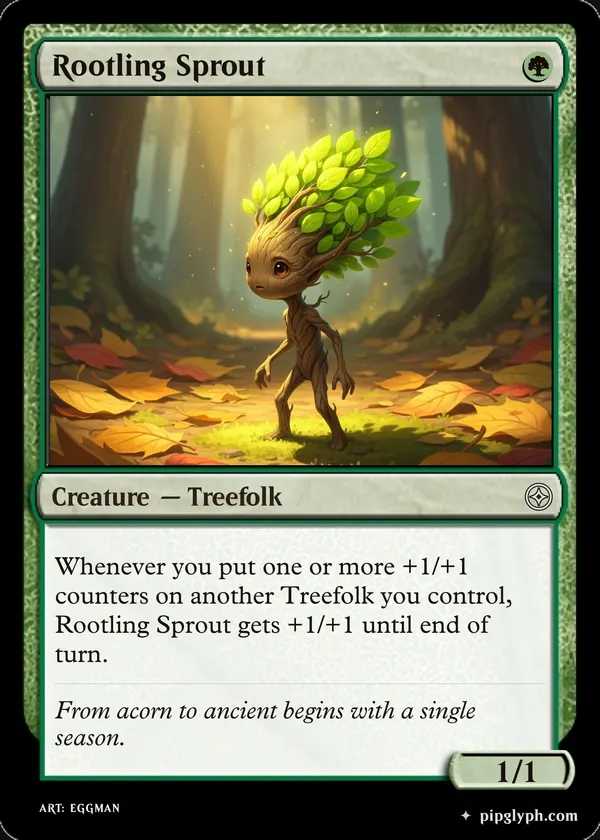 Rootling Sprout — custom MTG-style creature, common rarity