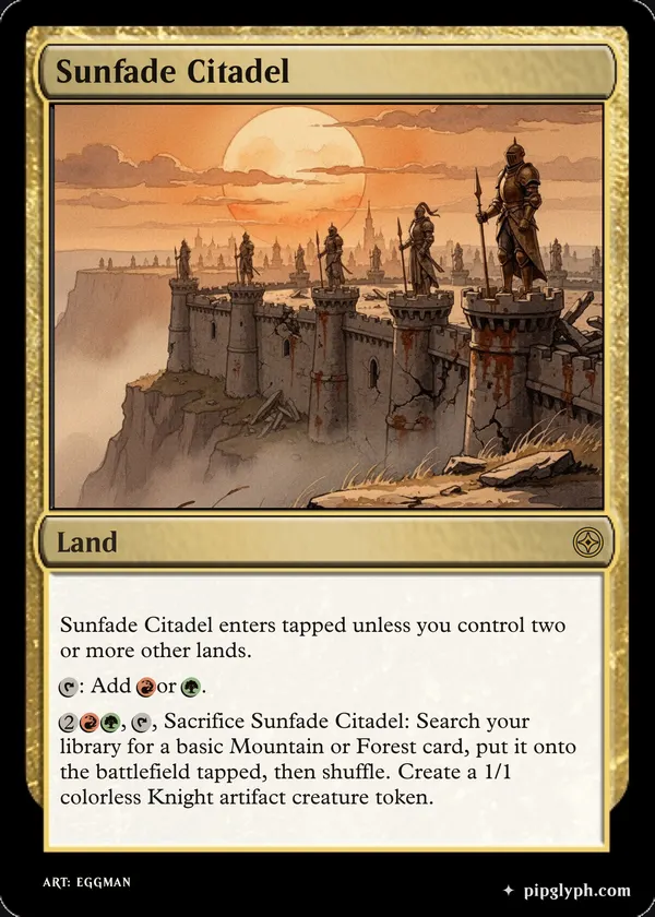 Sunfade Citadel — custom MTG-style land, rare rarity