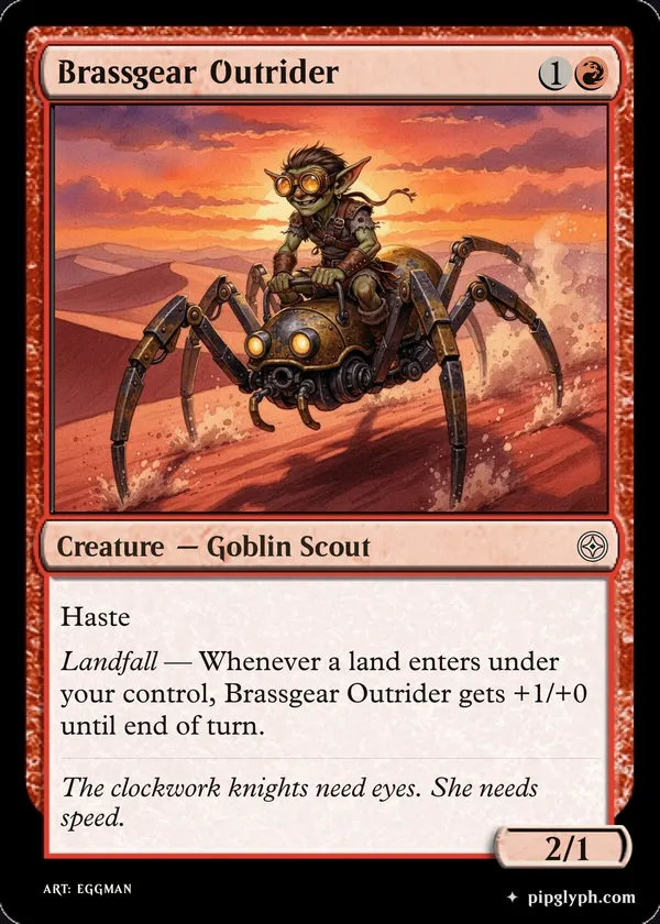 Brassgear Outrider — custom MTG-style creature, common rarity