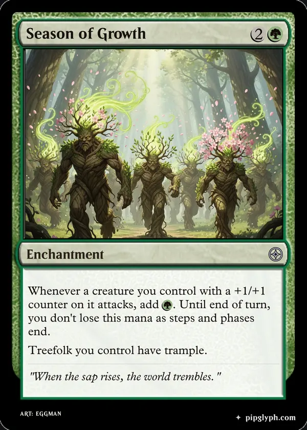 Season of Growth — custom MTG-style enchantment, uncommon rarity