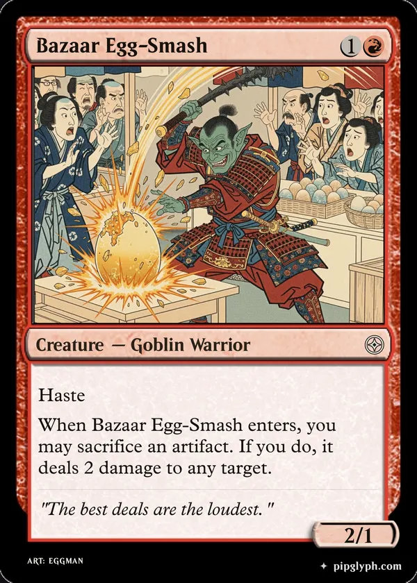 Bazaar Egg-Smash — custom MTG-style creature, common rarity