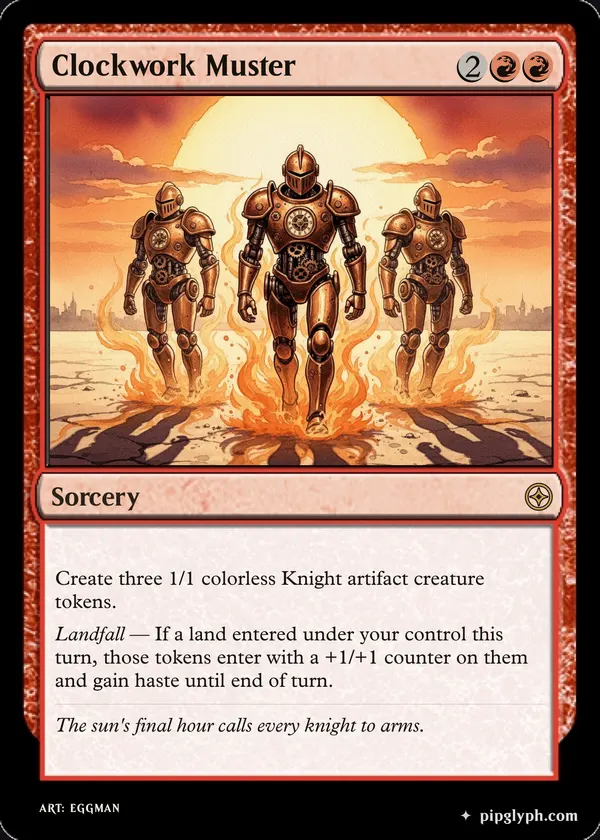 Clockwork Muster — custom MTG-style sorcery, rare rarity