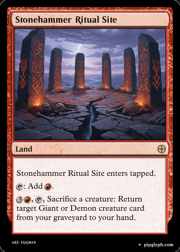 Stonehammer Ritual Site — custom MTG-style land, rare rarity