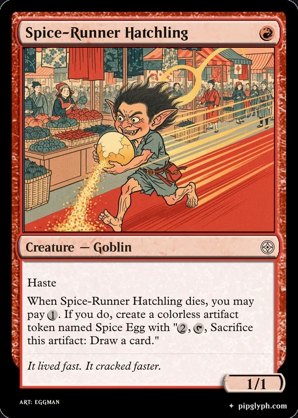 Spice-Runner Hatchling — custom MTG-style creature, common rarity