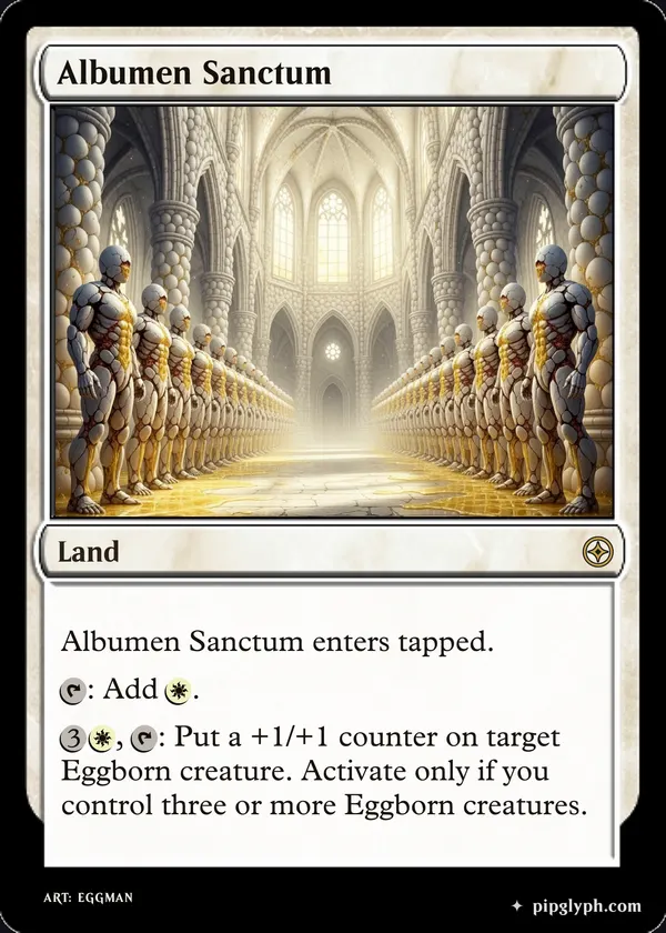 Albumen Sanctum — custom MTG-style land, rare rarity