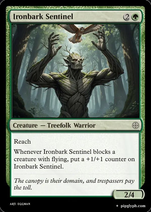 Ironbark Sentinel — custom MTG-style creature, common rarity