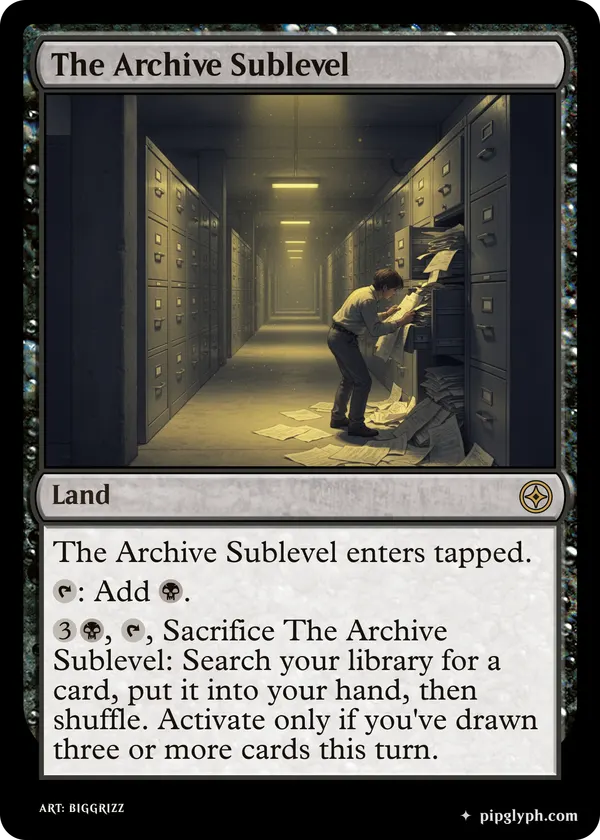 The Archive Sublevel — custom MTG-style land, rare rarity