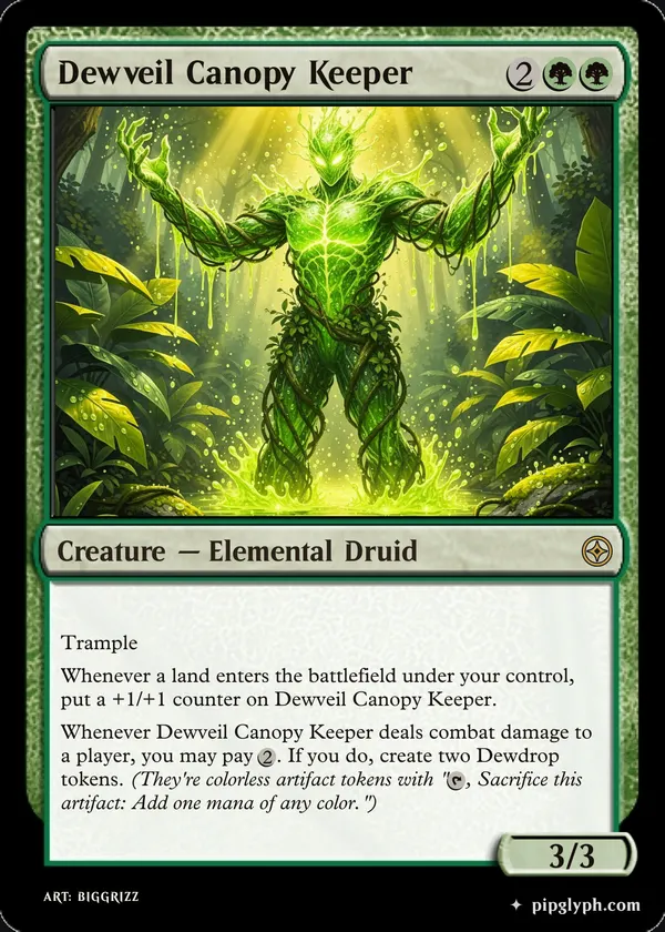 Dewveil Canopy Keeper — custom MTG-style creature, rare rarity