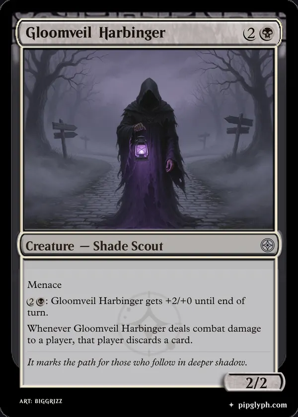 Gloomveil Harbinger — custom MTG-style creature, uncommon rarity