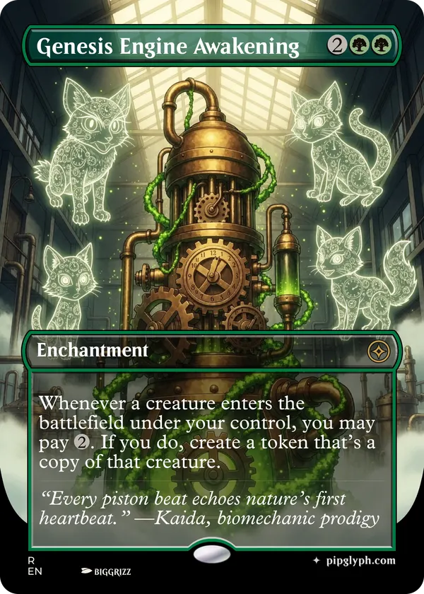 Genesis Engine Awakening — custom MTG-style enchantment, rare rarity