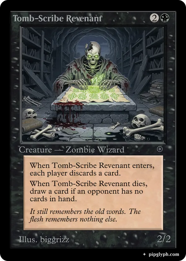 Tomb-Scribe Revenant — custom MTG-style creature, uncommon rarity
