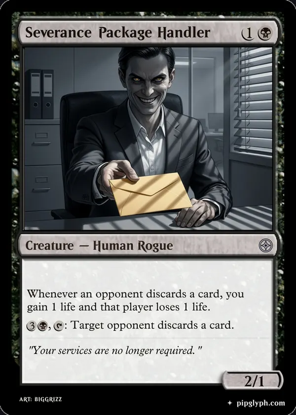 Severance Package Handler — custom MTG-style creature, uncommon rarity