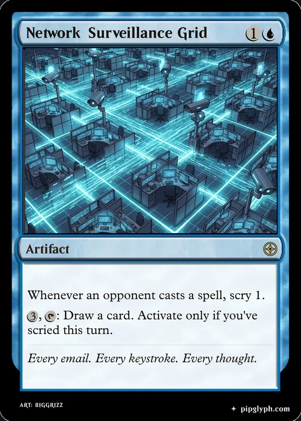 Network Surveillance Grid — custom MTG-style artifact, rare rarity