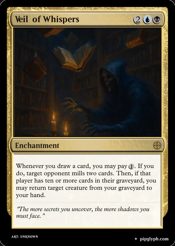 Veil of Whispers — custom MTG-style enchantment, rare rarity