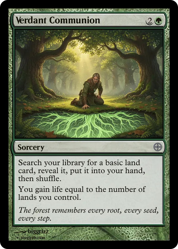 Verdant Communion — custom MTG-style sorcery, uncommon rarity