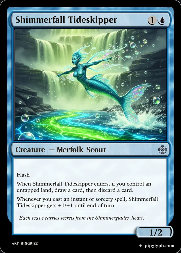 Shimmerfall Tideskipper — custom MTG-style creature, uncommon rarity