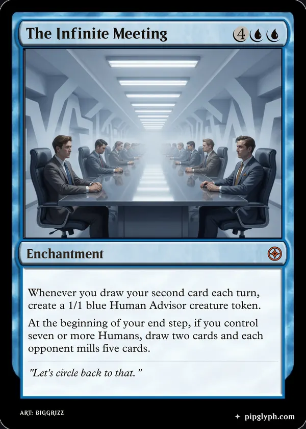 The Infinite Meeting — custom MTG-style enchantment, mythic rarity