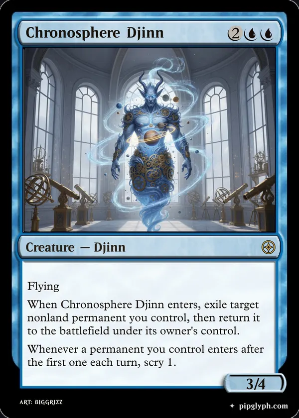 Chronosphere Djinn — custom MTG-style creature, rare rarity