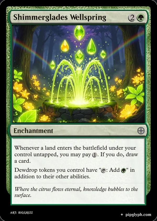 Shimmerglades Wellspring — custom MTG-style enchantment, uncommon rarity