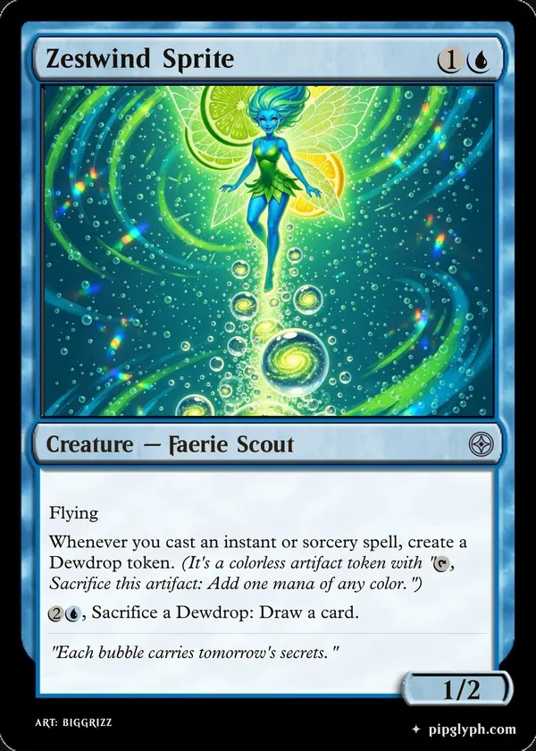 Zestwind Sprite — custom MTG-style creature, uncommon rarity
