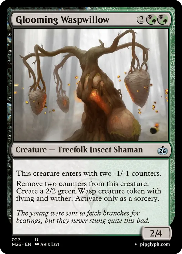 Glooming Waspwillow — custom MTG-style creature, uncommon rarity