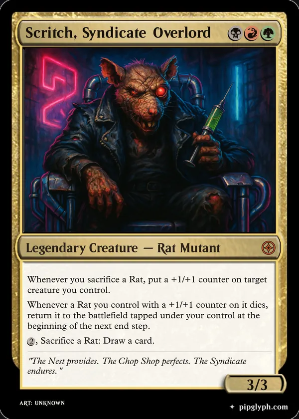 Scritch, Syndicate Overlord — custom MTG-style creature, mythic rarity