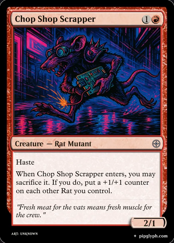 Chop Shop Scrapper — custom MTG-style creature, uncommon rarity