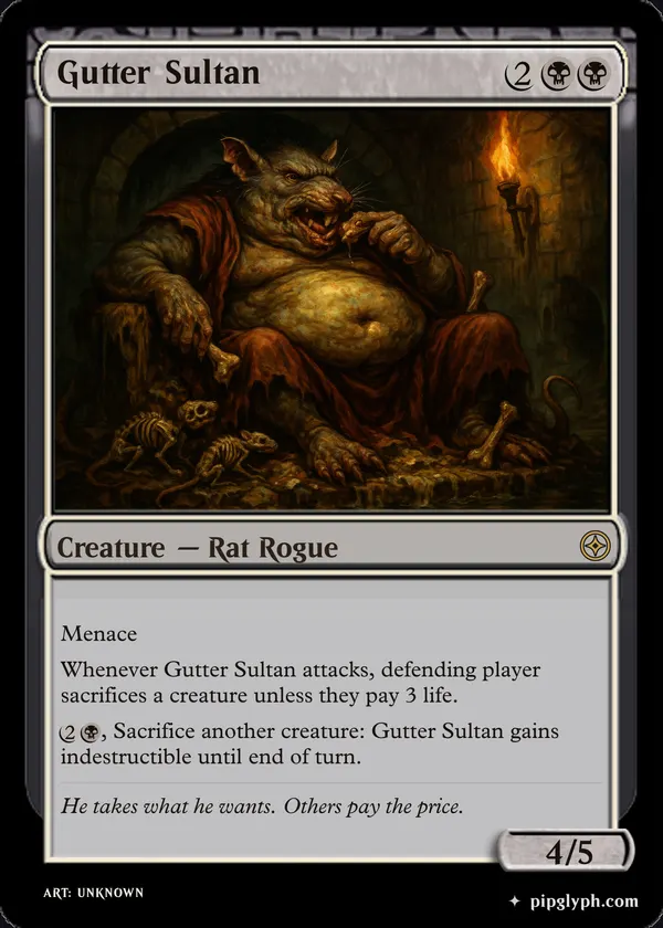 Gutter Sultan — custom MTG-style creature, rare rarity