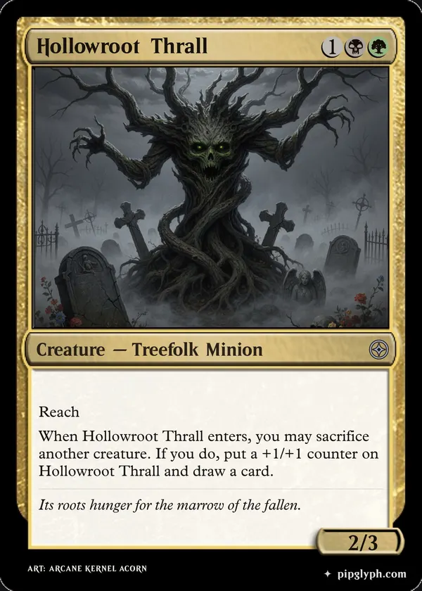 Hollowroot Thrall — custom MTG-style creature, uncommon rarity