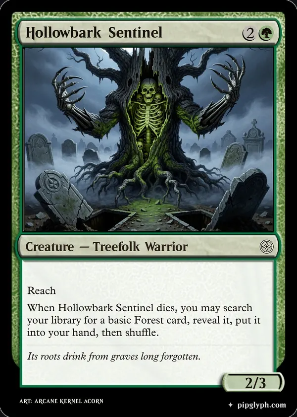 Hollowbark Sentinel — custom MTG-style creature, common rarity