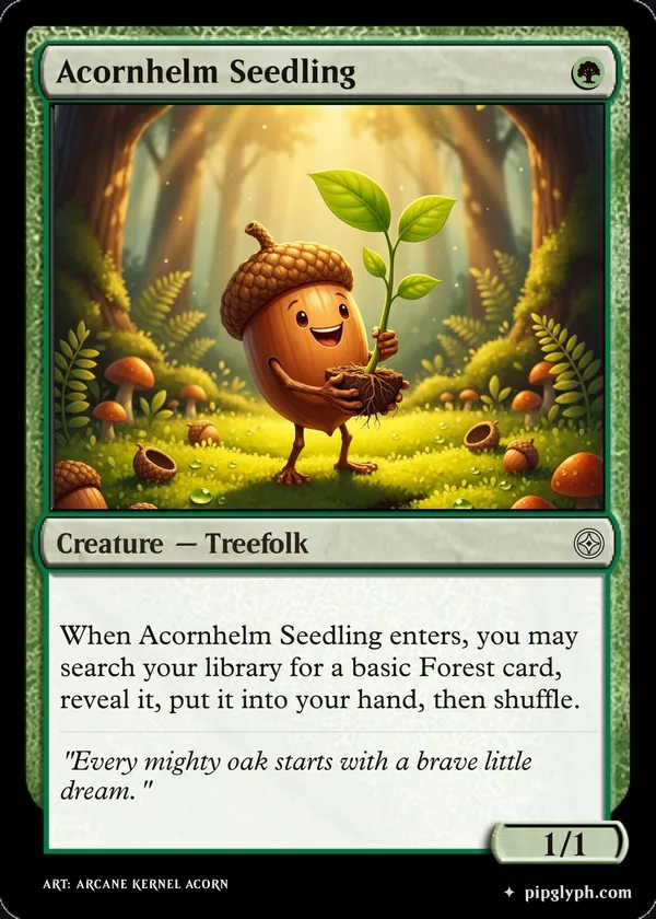 Acornhelm Seedling — custom MTG-style creature, common rarity