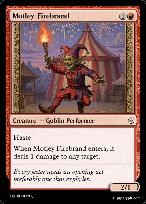 Motley Firebrand — custom MTG-style creature, common rarity